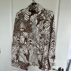 Boston Proper brand  linen blend Brown and White Utility Jacket